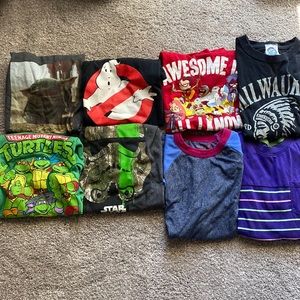 Boy’s Medium T-Shirt Lot (8) Star Wars Cat&Jack Teen Titans TMNT
